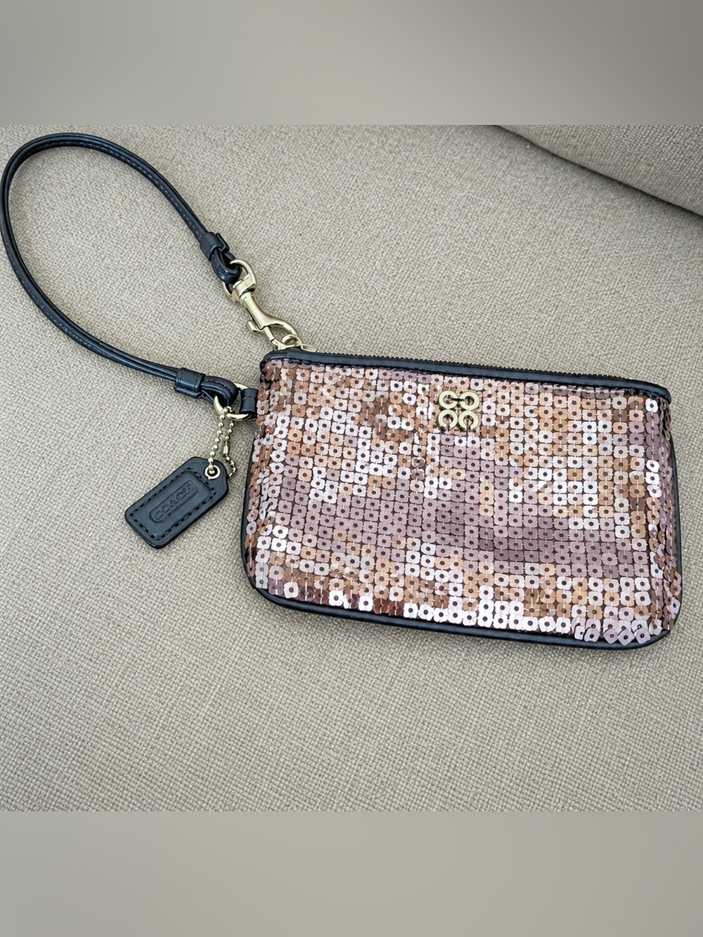 Coach Silver Sequin Wristlet